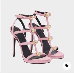 Versace pink gold medusa stud strap sandals 37.5